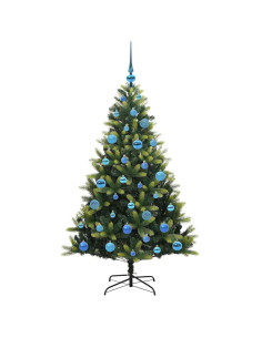 Albero di Natale Artificiale Pieghevole 150 LED Verde 150 cm