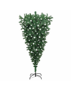 Albero di Natale artificiale pre-illuminato a testa in giù con set di palline
