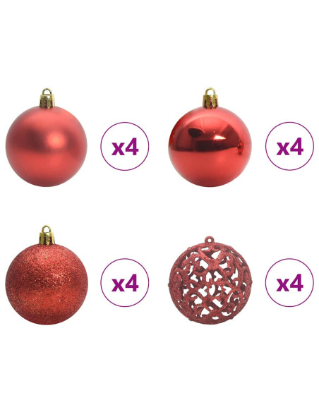 Albero di Natale artificiale preilluminato rovesciato con set di palle