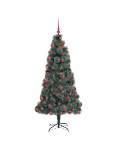 Albero di Natale artificiale preilluminato con set di palline