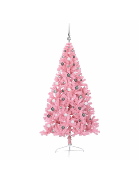 Albero di Natale artificiale con luci integrate Rosa 210 cm PVC