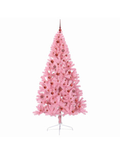 Albero di Natale artificiale preilluminato Rosa 210 cm PVC
