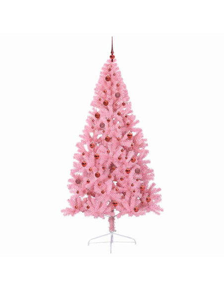 Albero di Natale artificiale con luci integrate Rosa 210 cm PVC