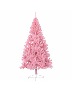 Albero di Natale artificiale con luci integrate Rosa 210 cm PVC