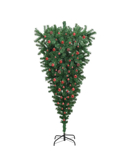 Albero di Natale artificiale preilluminato capovolto con set di palline