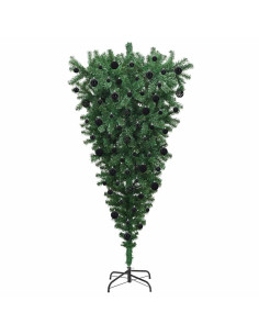 Albero di Natale artificiale preilluminato capovolto con set di palline