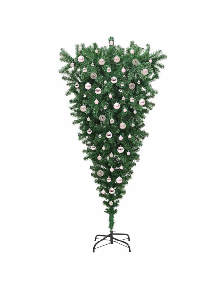 Albero di Natale artificiale preilluminao capovolto con set di palline