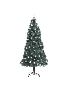 Albero di Natale artificiale illuminato pre-addobbato con set di palline