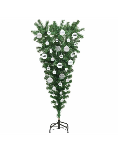 Albero di Natale Artsificiale Illuminato Capovolto con Set di Palline