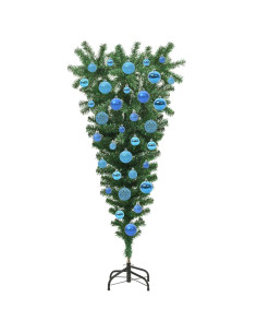 Albero di Natale artificiale preilluminato capovolto con set di palline