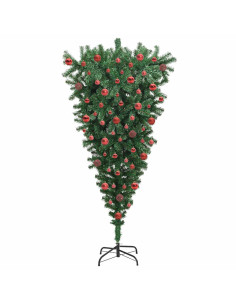 Albero di Natale Artificiale Pre-illuminato Sottosopra con Set di Palline