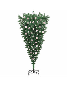 Albero di Natale artificiale pre-illuminato rovesciato con set di palline