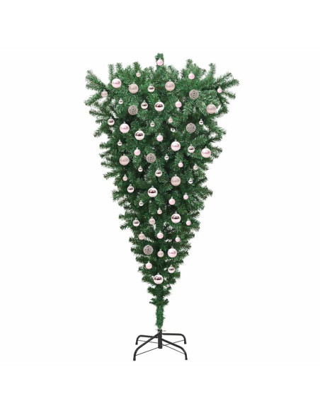 Albero di Natale artificiale pre-illuminato rovesciato con set di palline