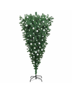Albero di Natale Artificiale Pre-illuminato Capovolto con Set di Palline