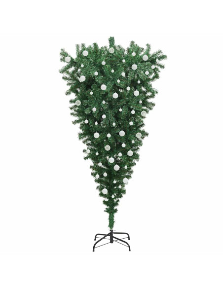 Albero di Natale Artificiale Pre-illuminato Capovolto con Set di Palline