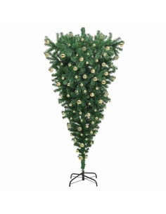 Albero di Natale artificiale pre-illuminato capovolto con set di palline