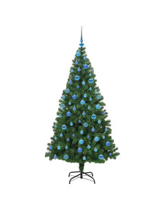 Albero di Natale artificiale preilluminato rovesciato con set di palline