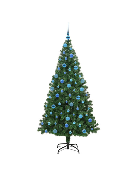 Albero di Natale artificiale preilluminato rovesciato con set di palline