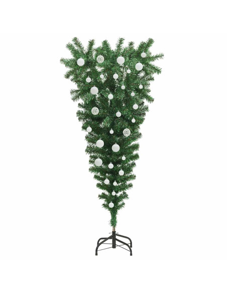 Albero di Natale artificiale preilluminato rovesciato con set di palline