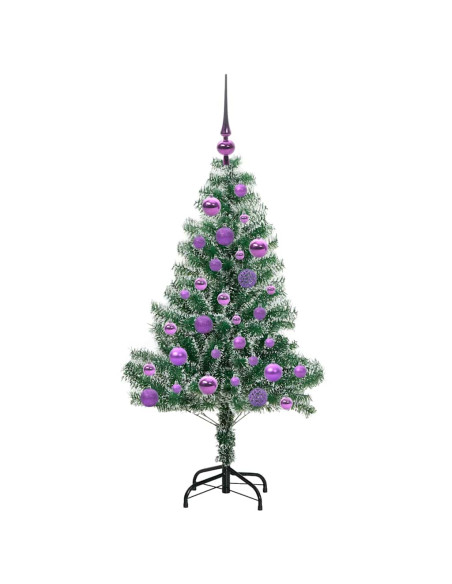 Albero di Natale Artificiale Imbiancato con Luci LED 120 cm