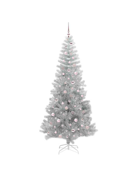 Albero di Natale con 300 LED con supporto Argento 240 cm PET