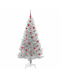 Albero di Natale con 150 LED con supporto Argento 150 cm PET