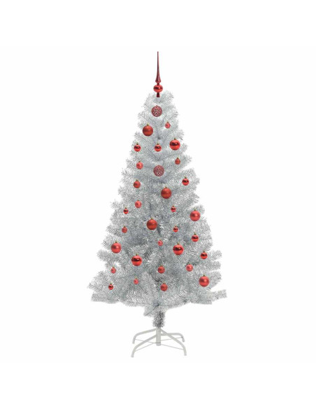 Albero di Natale con 150 LED con supporto Argento 150 cm PET