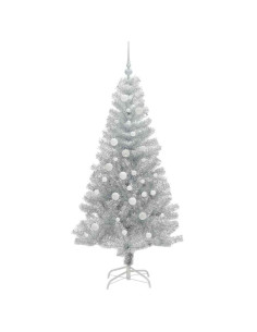 Albero di Natale con 150 LED con supporto Argento 150 cm PET