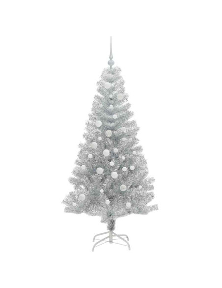 Albero di Natale con 150 LED con supporto Argento 150 cm PET