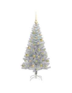 Albero di Natale con 150 LED con supporto Argento 150 cm PET