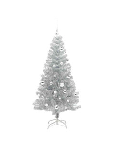 Albero di Natale con 150 LED con supporto Argento 150 cm PET