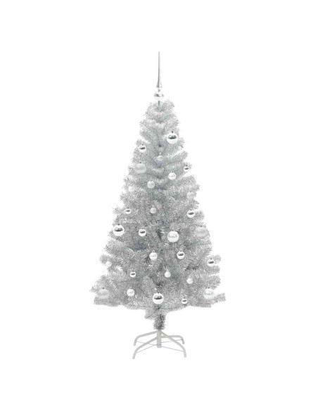 Albero di Natale con 150 LED con supporto Argento 150 cm PET