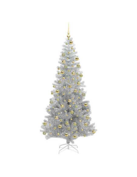 Albero di Natale con 300 LED con supporto Argento 180 cm PET