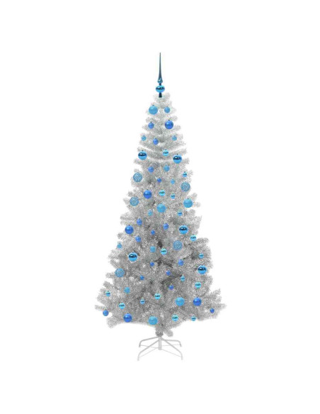 Albero di Natale con 300 LED con supporto Argento 180 cm PET