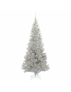 Albero di Natale con 300 LED con supporto Argento 210 cm PET