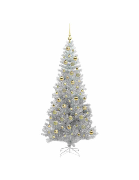 Albero di Natale con 300 LED con supporto Argento 210 cm PET