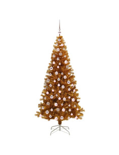 Albero di Natale con 300 LED con supporto Oro 210 cm PET