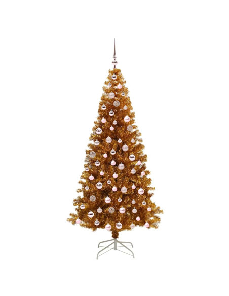 Albero di Natale con 300 LED con supporto Oro 210 cm PET