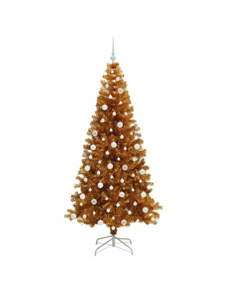 Albero di Natale con 300 LED con supporto Oro 210 cm PET
