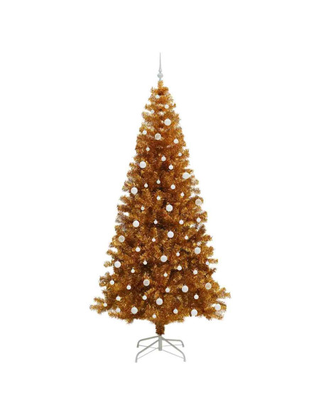 Albero di Natale con 300 LED con supporto Oro 240 cm PET