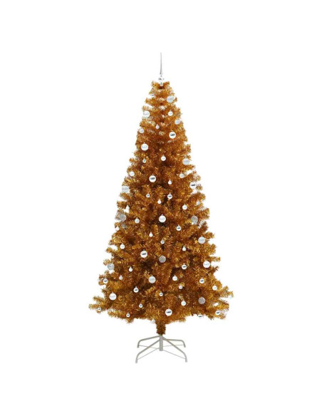 Albero di Natale con 300 LED con supporto Oro 240 cm PET