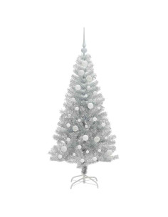 Albero di Natale con 150 LED con supporto Argento 120 cm PET