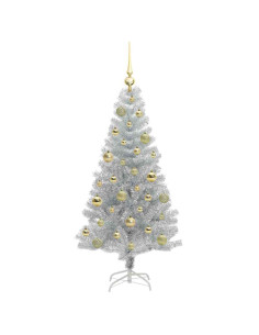 Albero di Natale con 150 LED con supporto Argento 120 cm PET