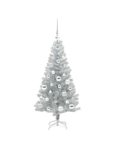 Albero di Natale con 150 LED con supporto Argento 120 cm PET
