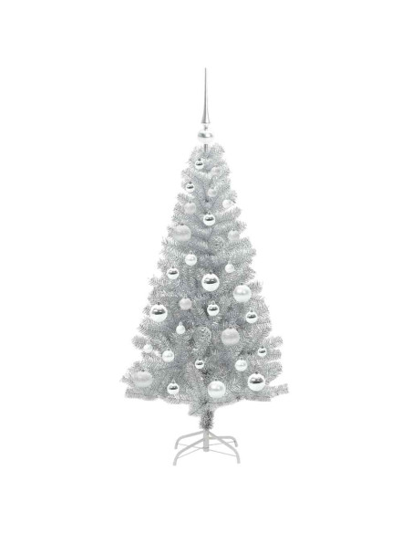Albero di Natale con 150 LED con supporto Argento 120 cm PET