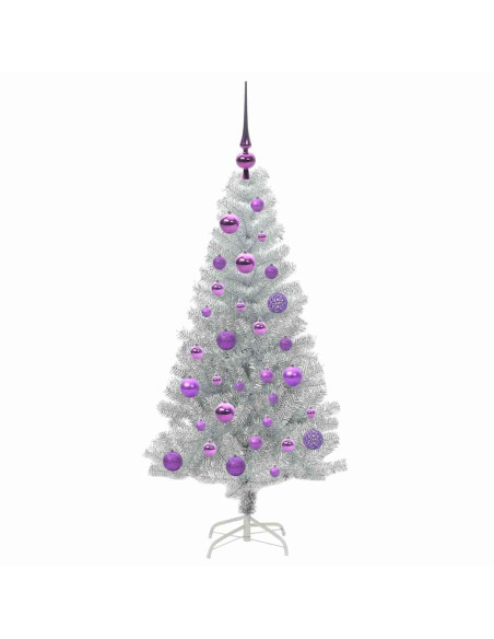 Albero di Natale con 150 LED con supporto Argento 120 cm PET