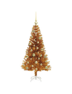 Albero di Natale con 150 LED con supporto Oro 120 cm PET