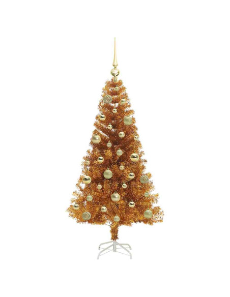 Albero di Natale con 150 LED con supporto Oro 120 cm PET