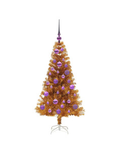 Albero di Natale con 150 LED con supporto Oro 120 cm PET