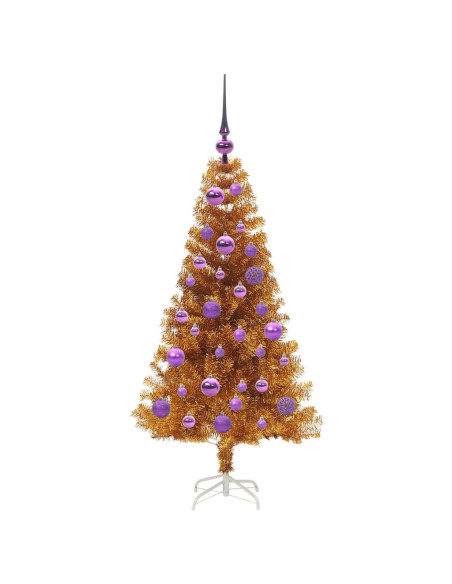 Albero di Natale con 150 LED con supporto Oro 120 cm PET